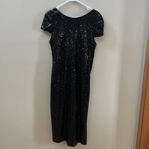 Badgley Mischka Black Sequin MIDI Dress 16
